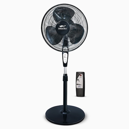 Proaira 18-inch Oscillating Pedestal Fan w/Adjustable Tilt, 3 Speed Control, Black w/ Remote PF18RB